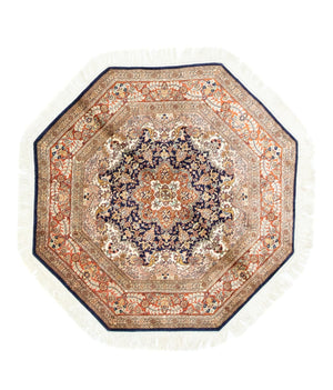Alfombra de seda - Seda de Cachemira forma especial  - 127 x 125 cm - azul