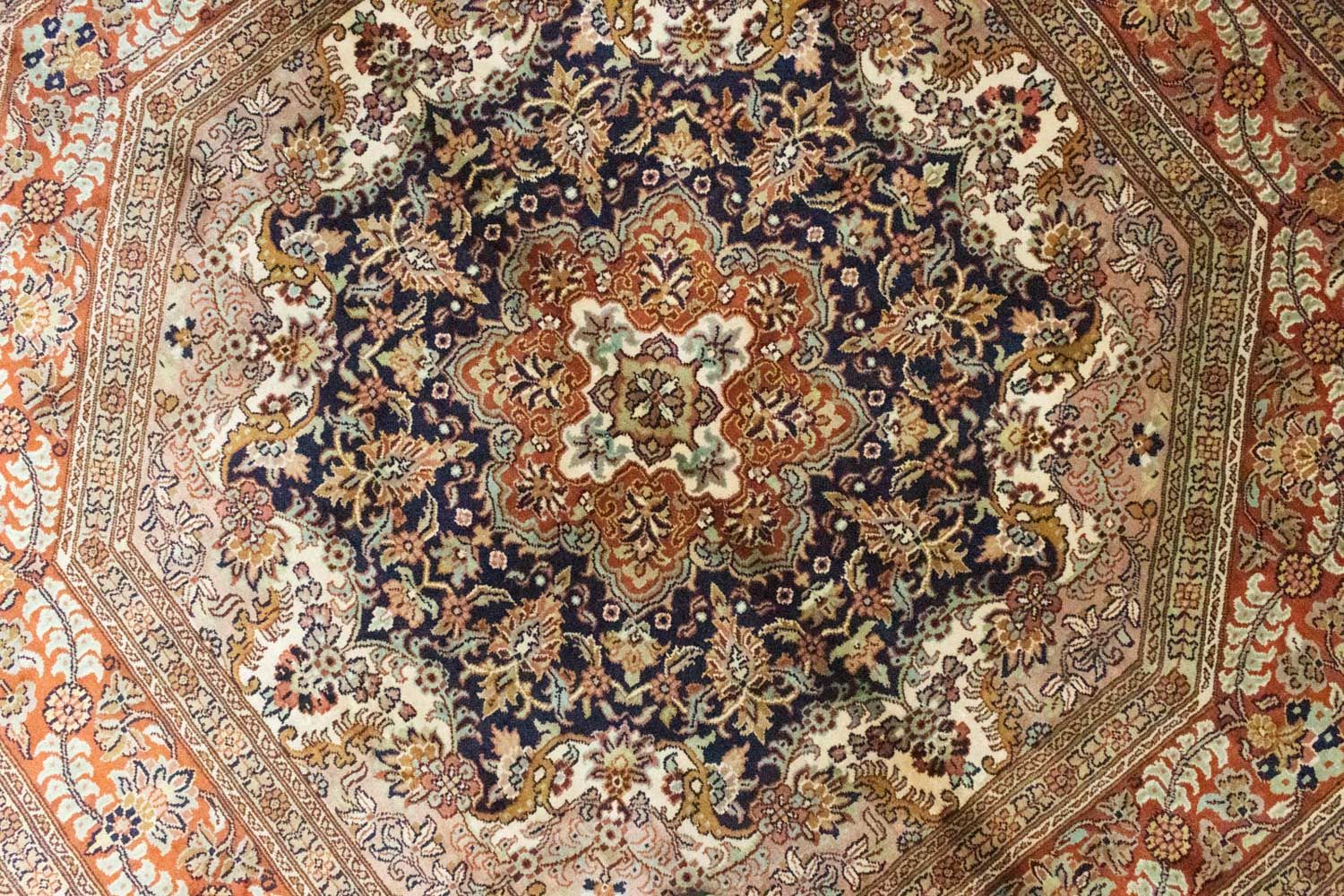 Alfombra de seda - Seda de Cachemira forma especial  - 127 x 125 cm - azul