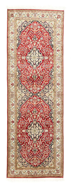 Alfombra de pasillo Alfombra de seda - Seda de Cachemira - 237 x 80 cm - rojo