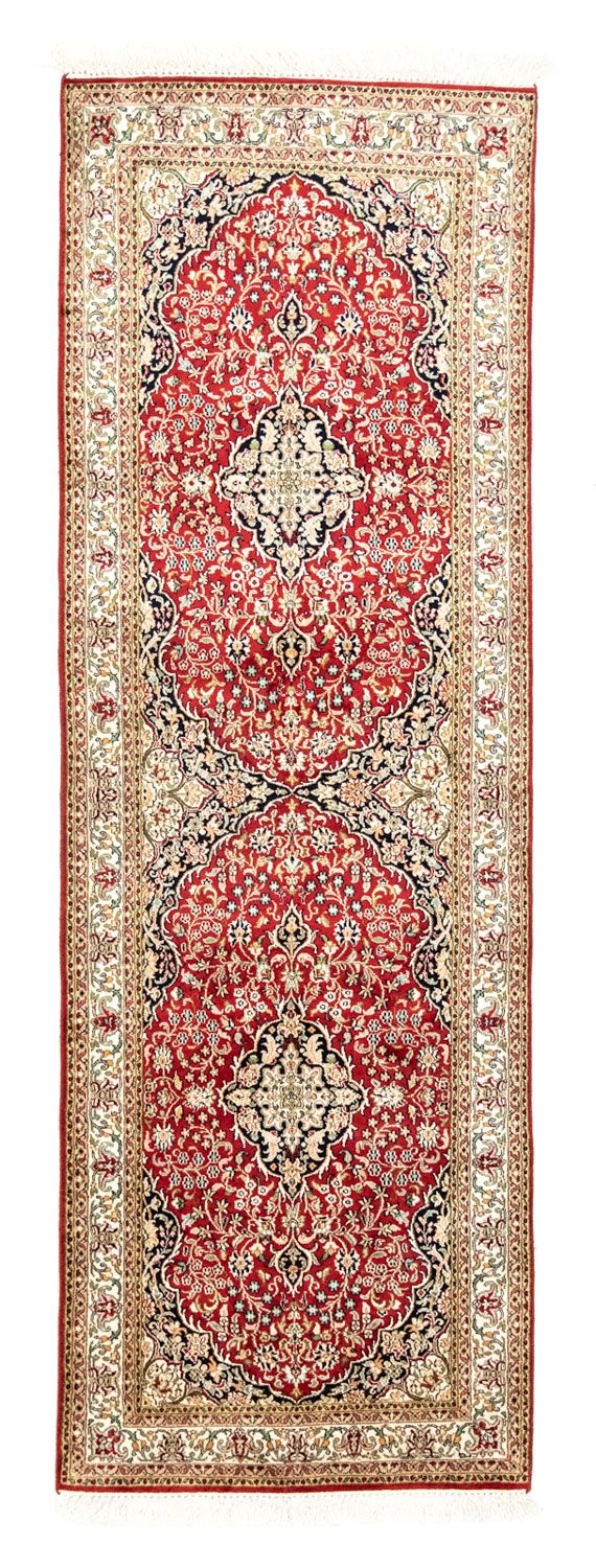 Alfombra de pasillo Alfombra de seda - Seda de Cachemira - 237 x 80 cm - rojo