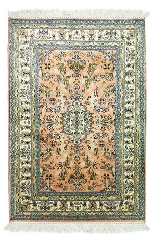 Alfombra de seda - Seda de Cachemira - 93 x 64 cm - salmón