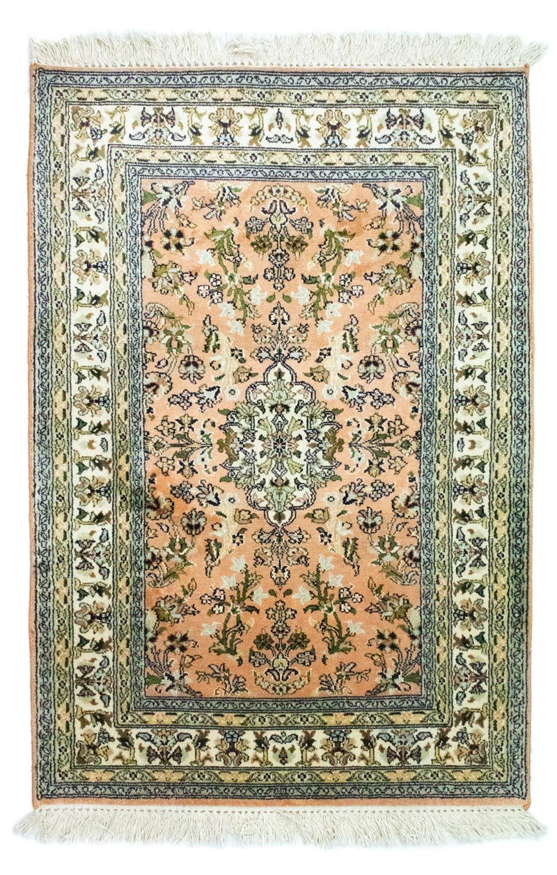 Alfombra de seda - Seda de Cachemira - 93 x 64 cm - salmón