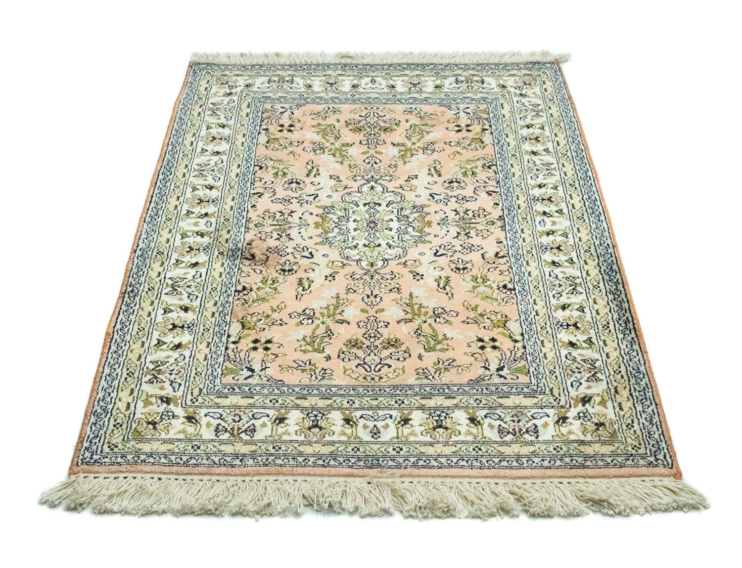 Alfombra de seda - Seda de Cachemira - 93 x 64 cm - salmón
