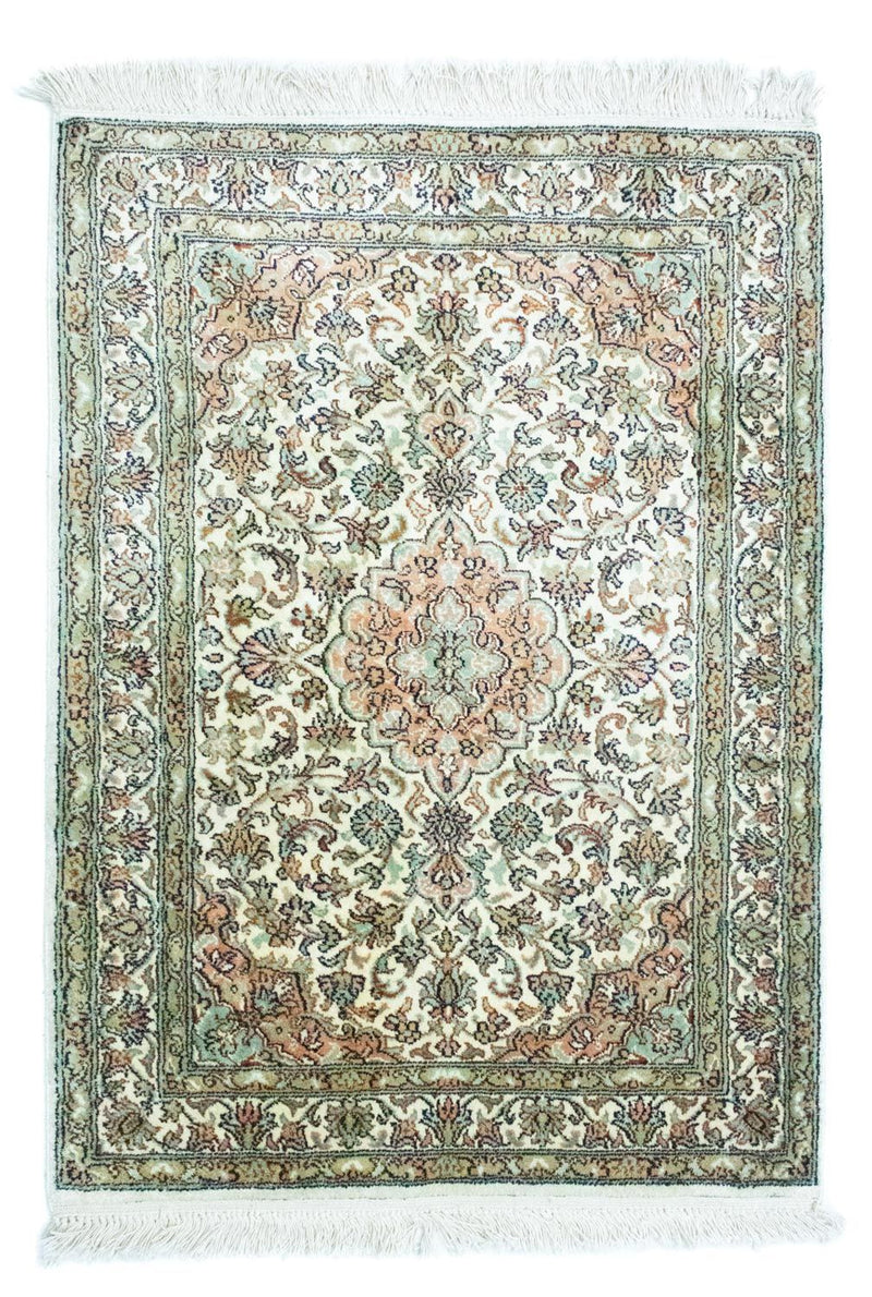 Alfombra de seda - Seda de Cachemira - 90 x 66 cm - beige