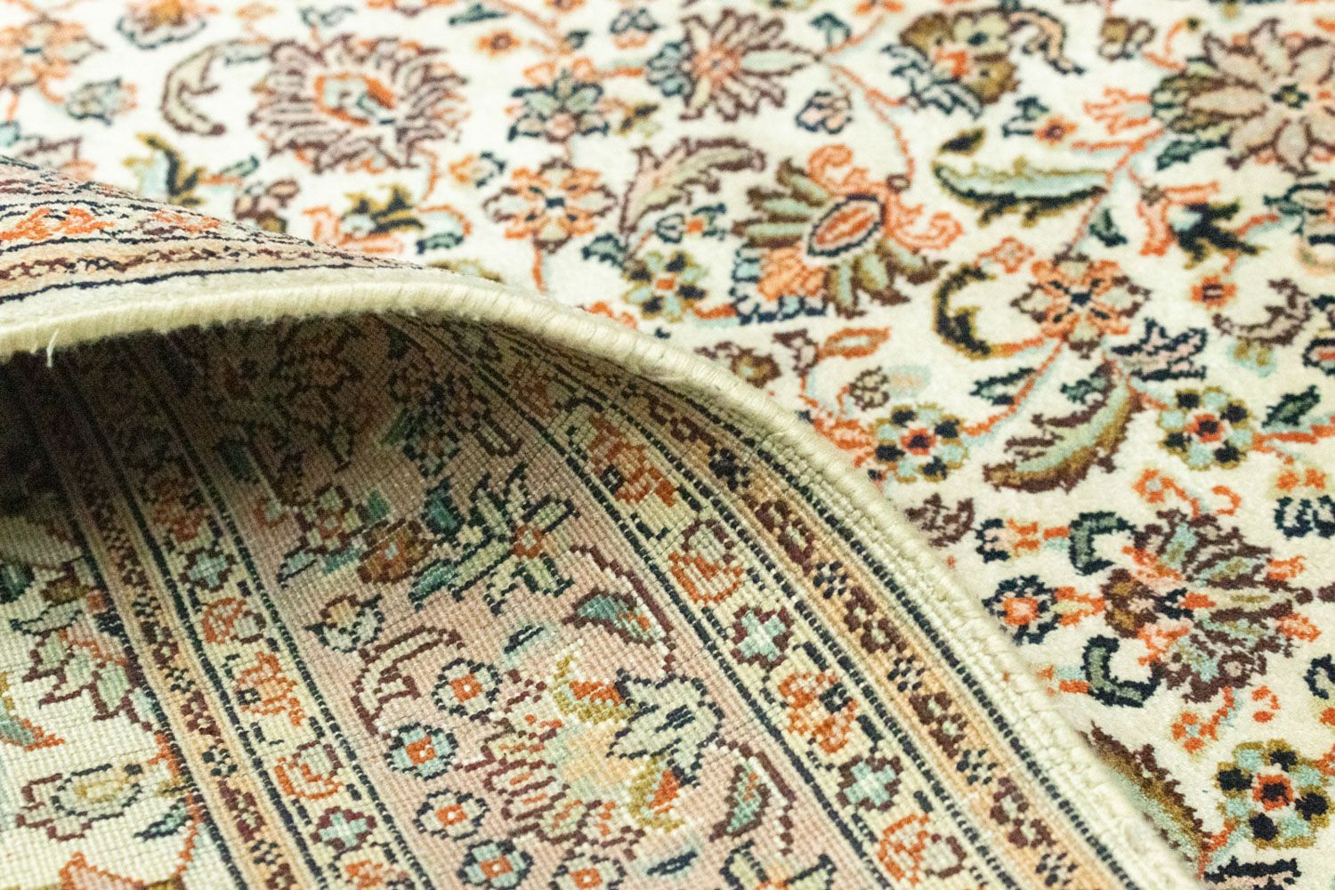 Alfombra de seda - Seda de Cachemira - 124 x 78 cm - beige