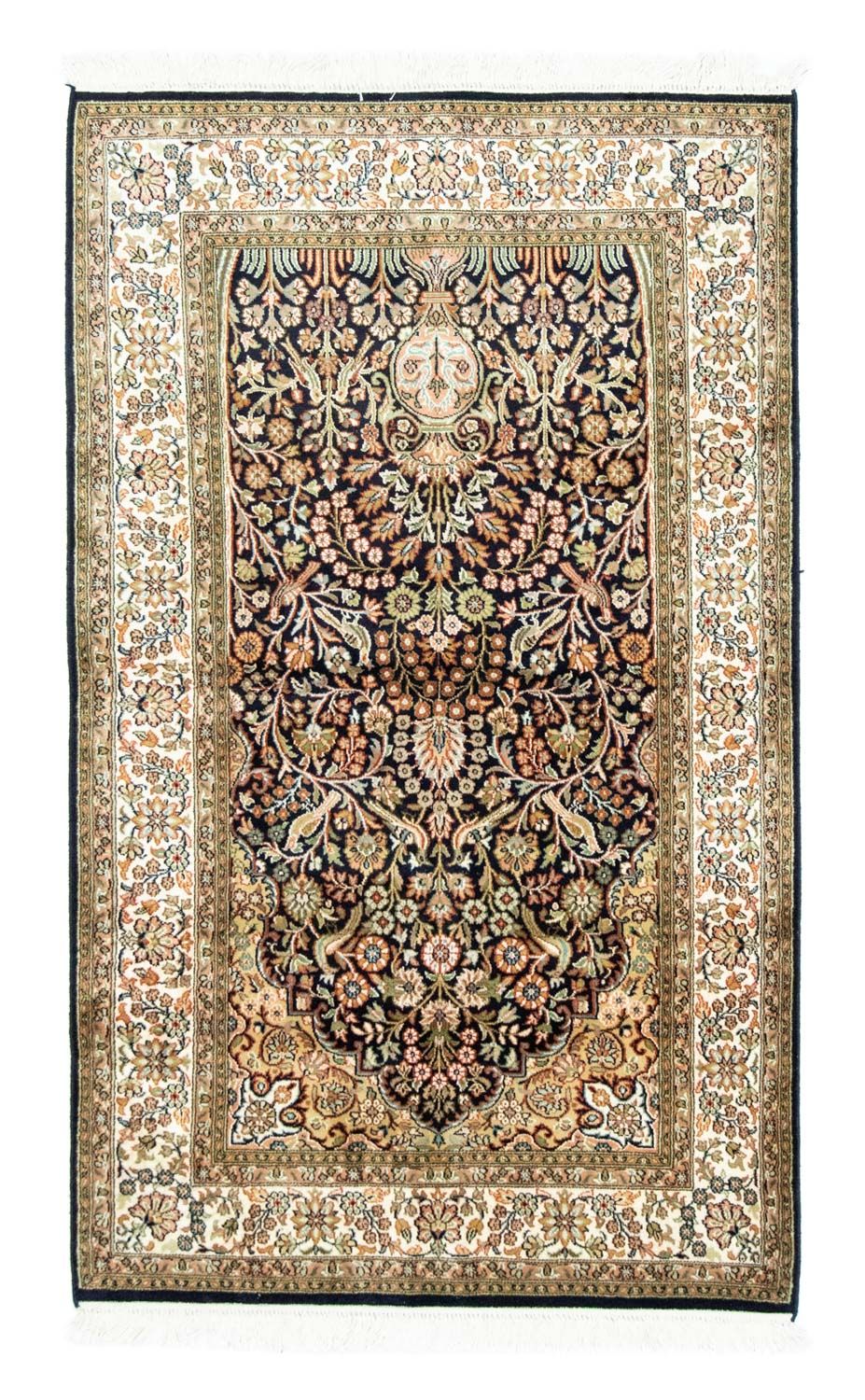 Alfombra de seda - Seda de Cachemira - 156 x 95 cm - azul