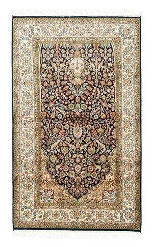 Alfombra de seda - Seda de Cachemira - 156 x 95 cm - azul
