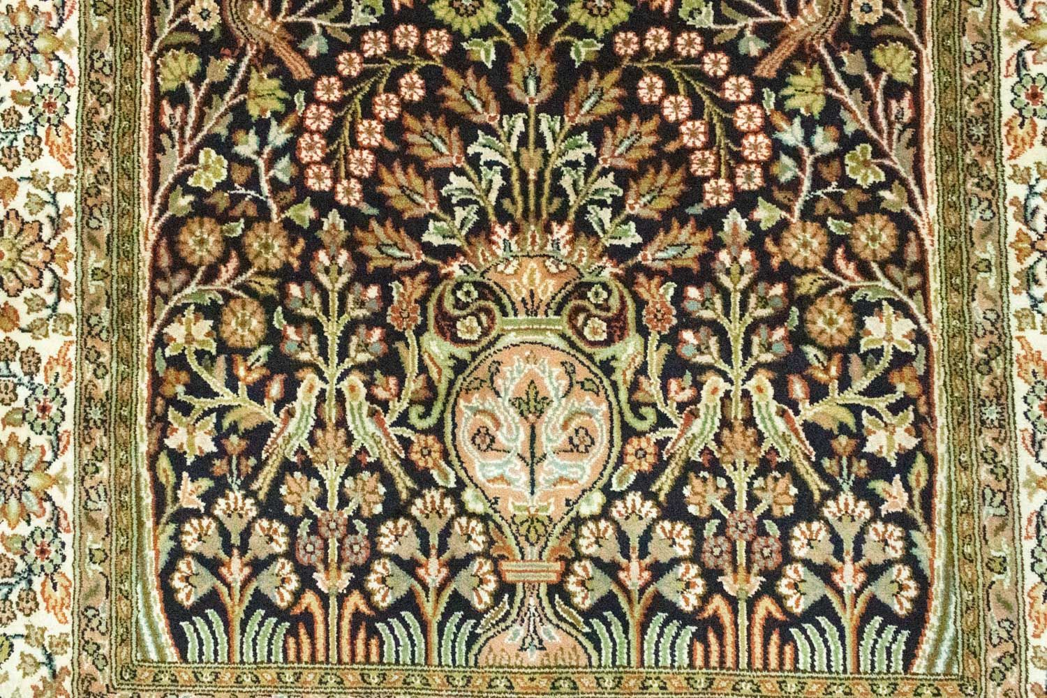 Alfombra de seda - Seda de Cachemira - 156 x 95 cm - azul