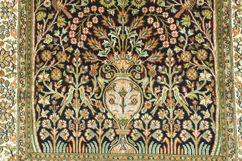 Alfombra de seda - Seda de Cachemira - 156 x 95 cm - azul