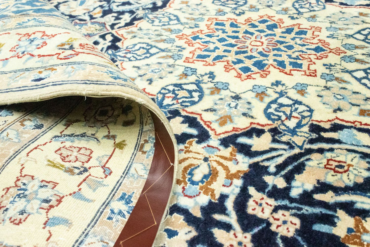 Alfombra Persa - Nain - Real - 227 x 138 cm - azul oscuro