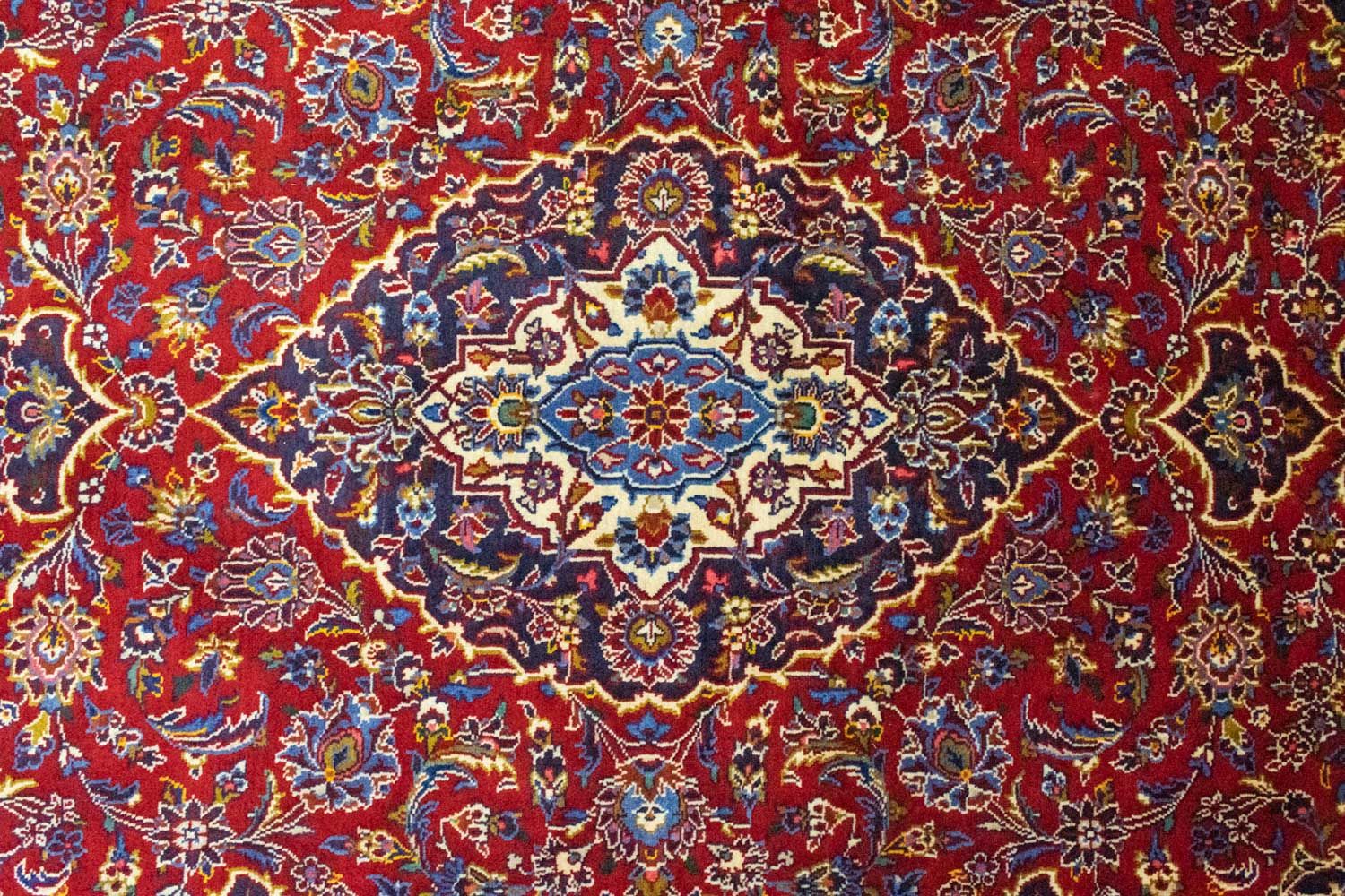 Alfombra persa - Keshan - 222 x 140 cm - rojo