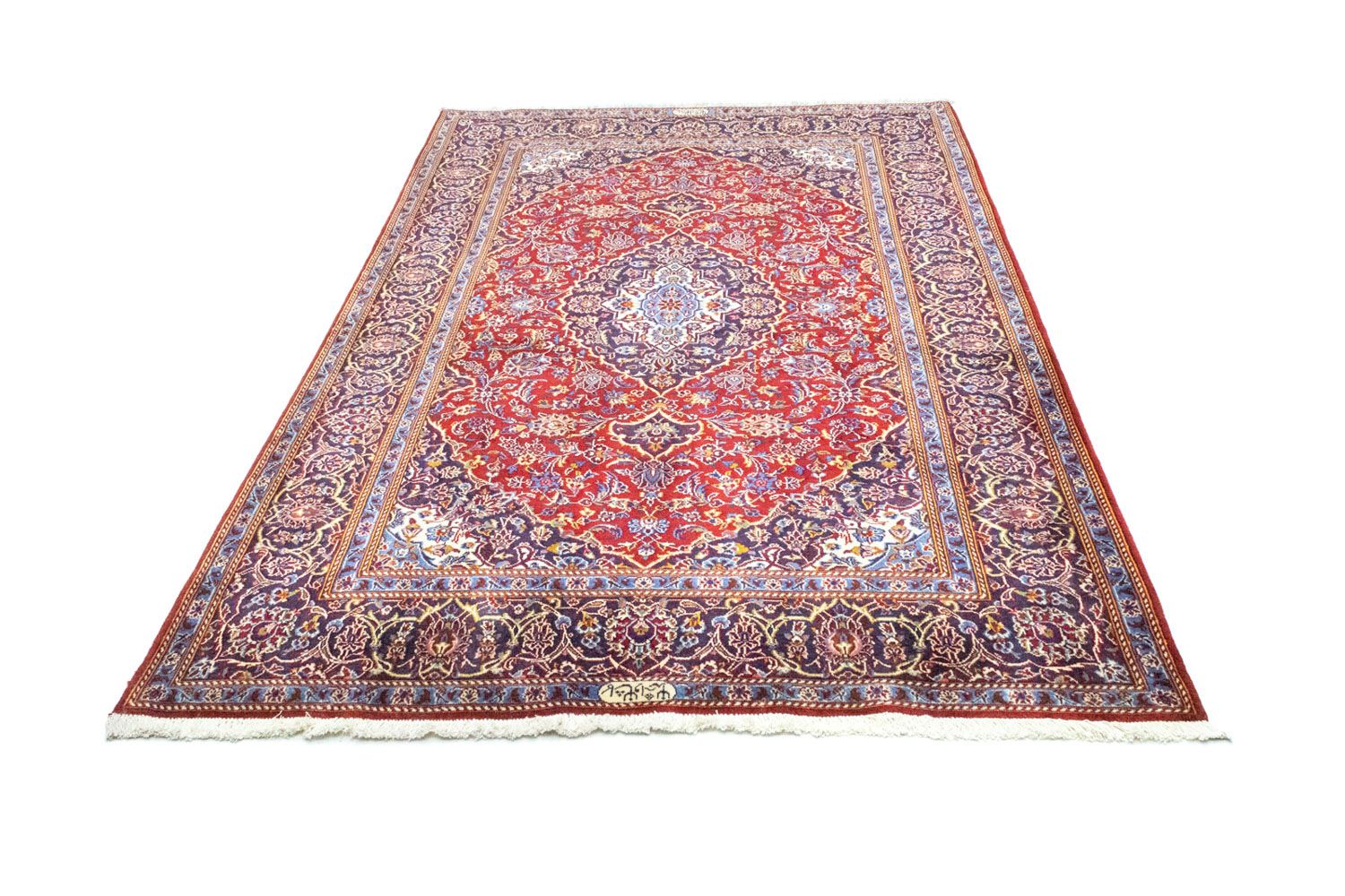 Alfombra persa - Keshan - 222 x 140 cm - rojo
