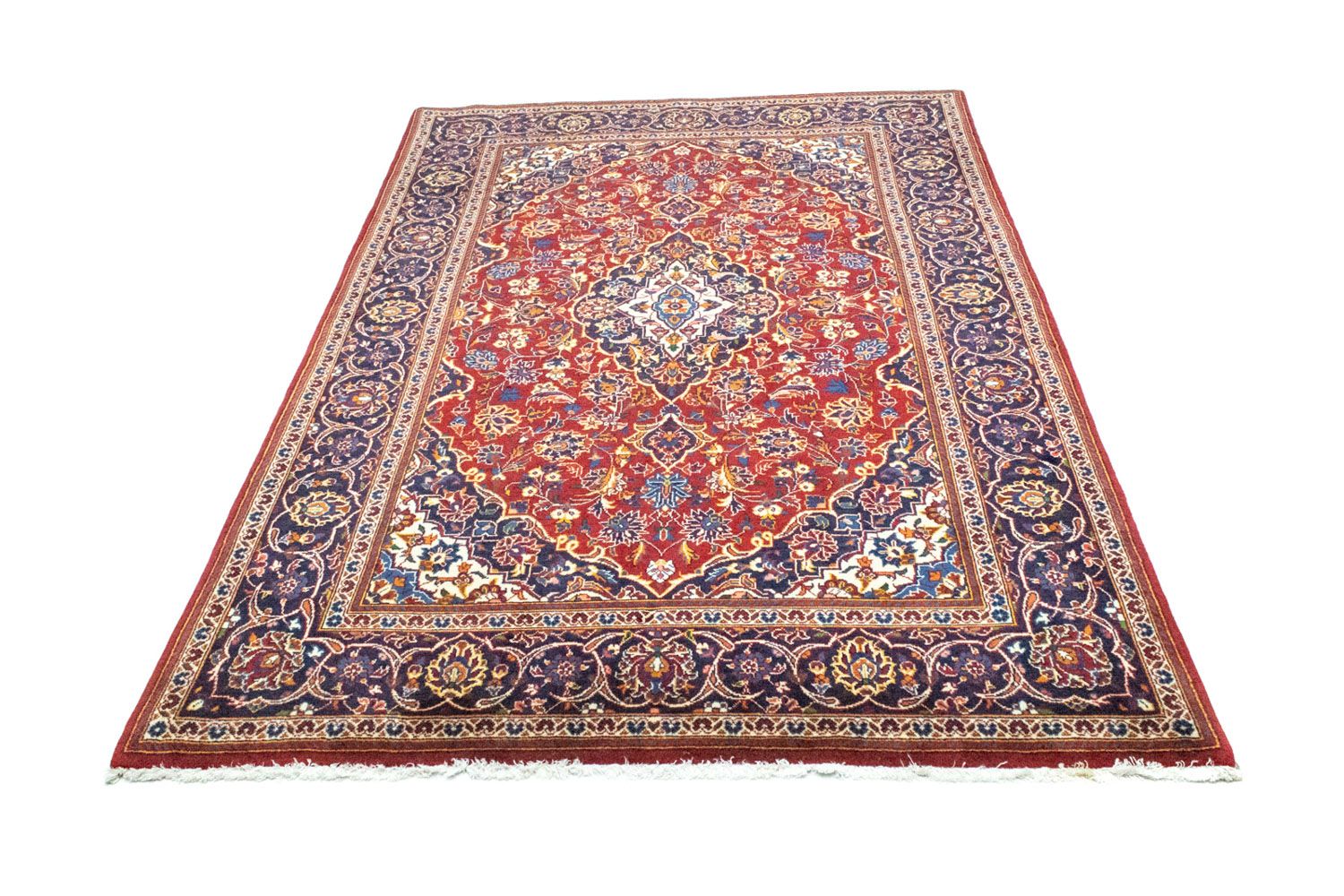 Alfombra persa - Keshan - 210 x 135 cm - rojo