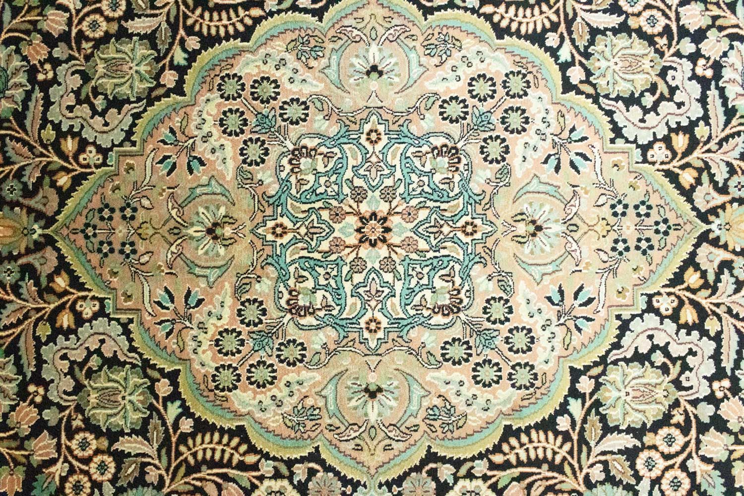 Alfombra de seda - Seda de Cachemira - 311 x 213 cm - azul