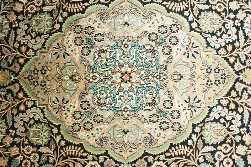 Alfombra de seda - Seda de Cachemira - 311 x 213 cm - azul
