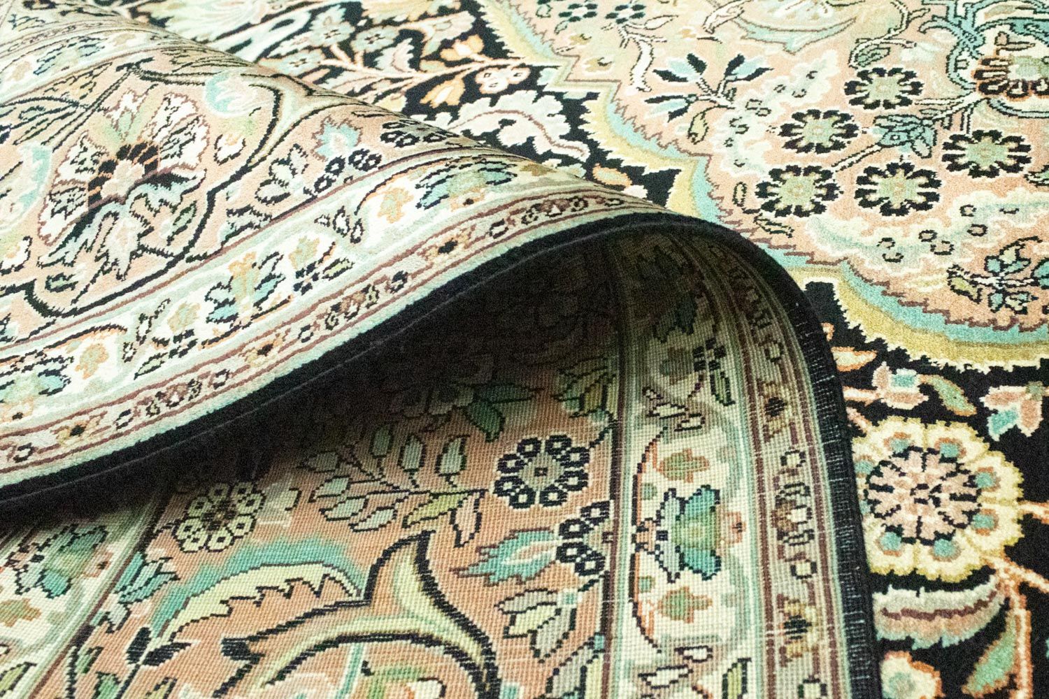 Alfombra de seda - Seda de Cachemira - 311 x 213 cm - azul