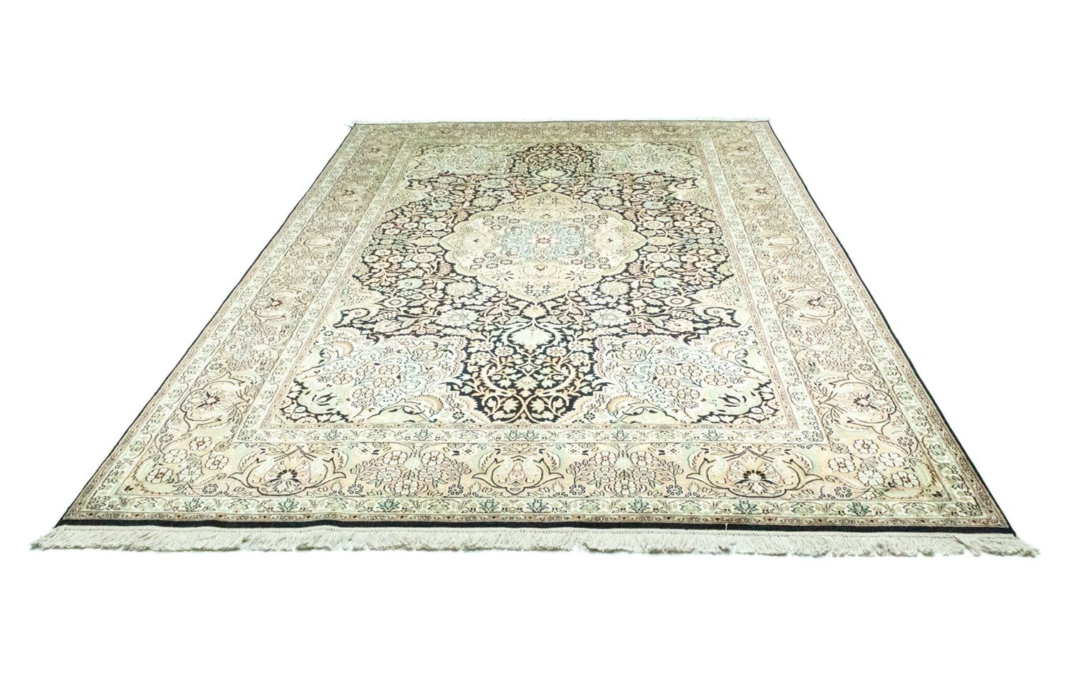 Alfombra de seda - Seda de Cachemira - 311 x 213 cm - azul