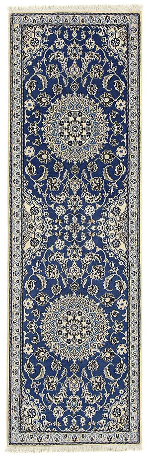 Alfombra de pasillo Alfombra Persa - Nain - Real - 200 x 60 cm - azul