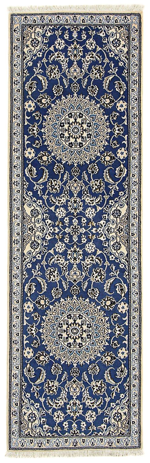 Alfombra de pasillo Alfombra Persa - Nain - Real - 200 x 60 cm - azul