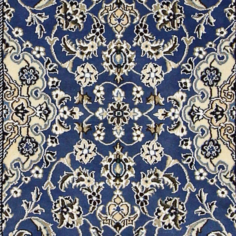Alfombra de pasillo Alfombra Persa - Nain - Real - 200 x 60 cm - azul
