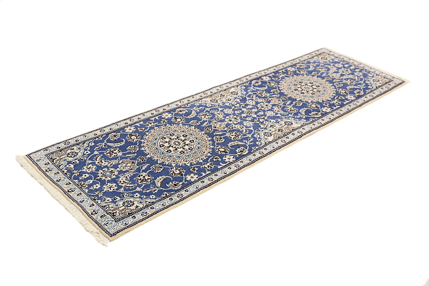 Alfombra de pasillo Alfombra Persa - Nain - Real - 200 x 60 cm - azul