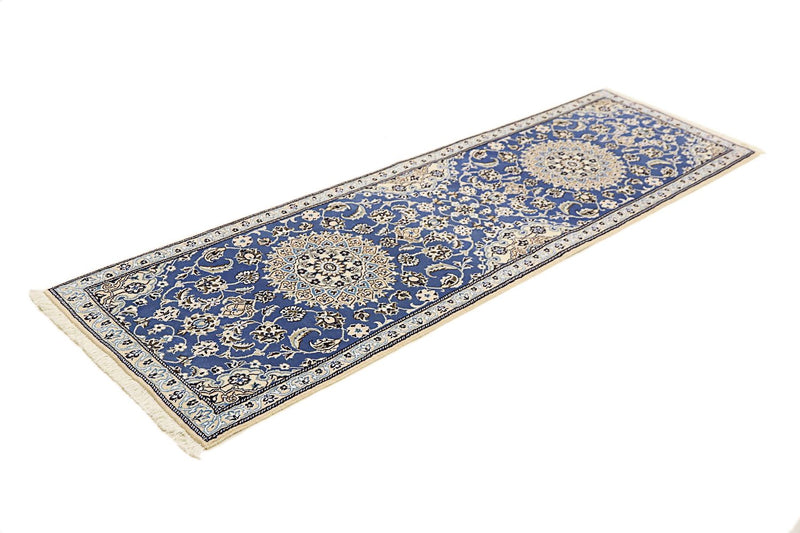 Alfombra de pasillo Alfombra Persa - Nain - Real - 200 x 60 cm - azul