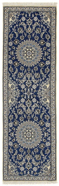 Alfombra de pasillo Alfombra Persa - Nain - Real - 200 x 60 cm - azul