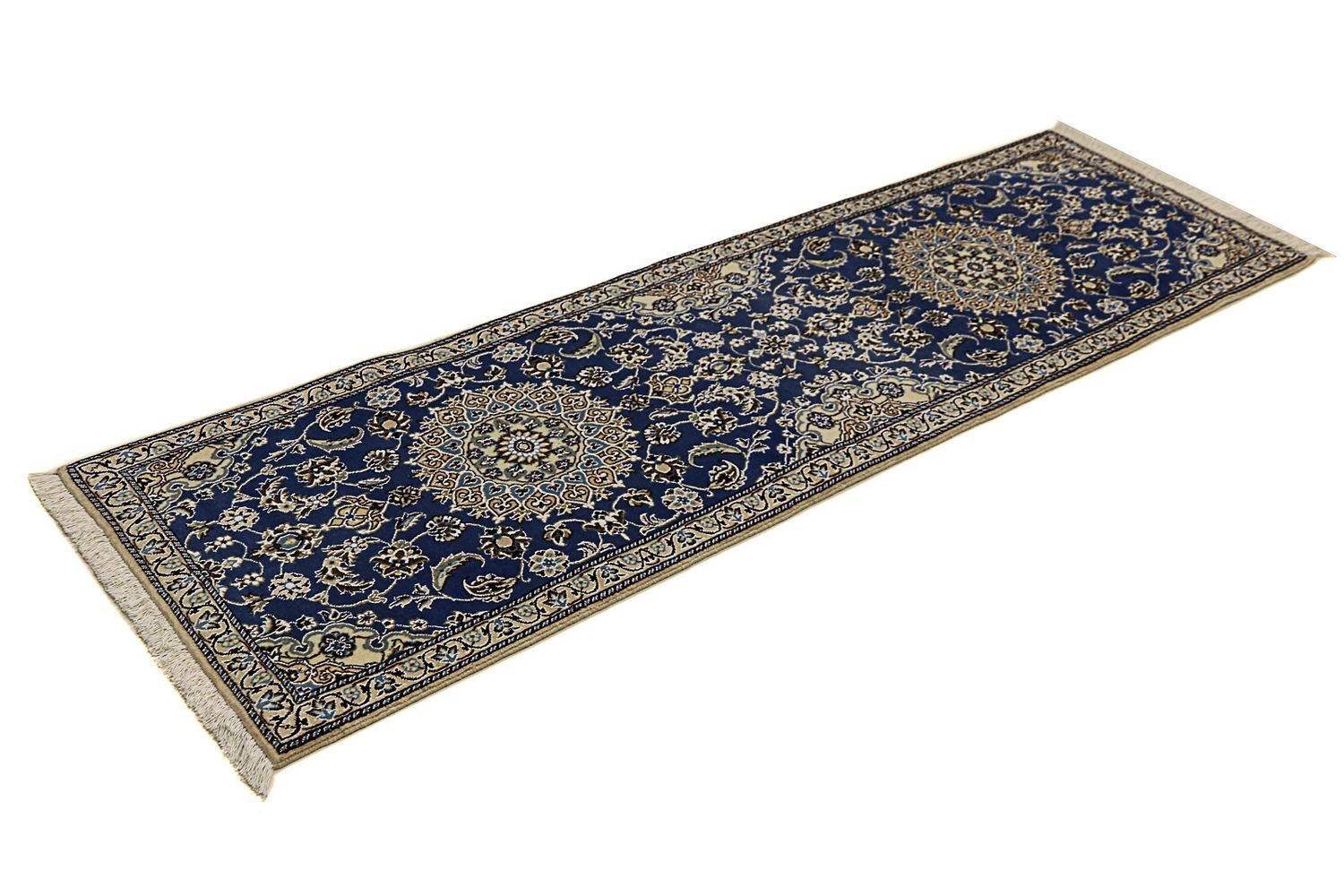 Alfombra de pasillo Alfombra Persa - Nain - Real - 200 x 60 cm - azul