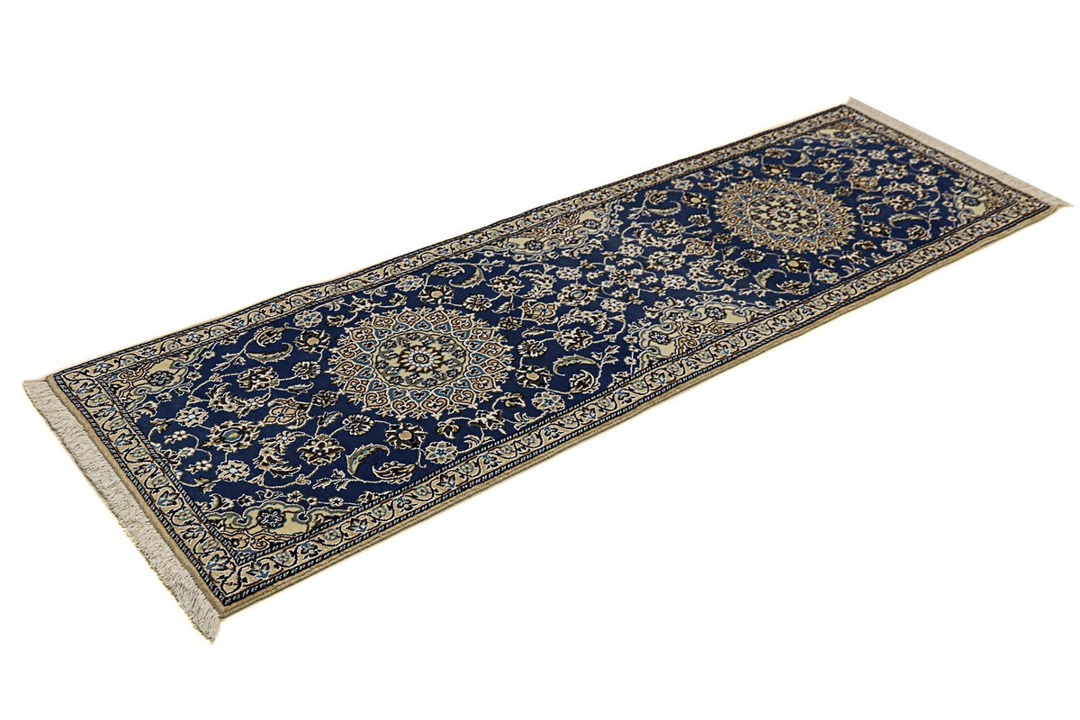 Alfombra de pasillo Alfombra Persa - Nain - Real - 200 x 60 cm - azul