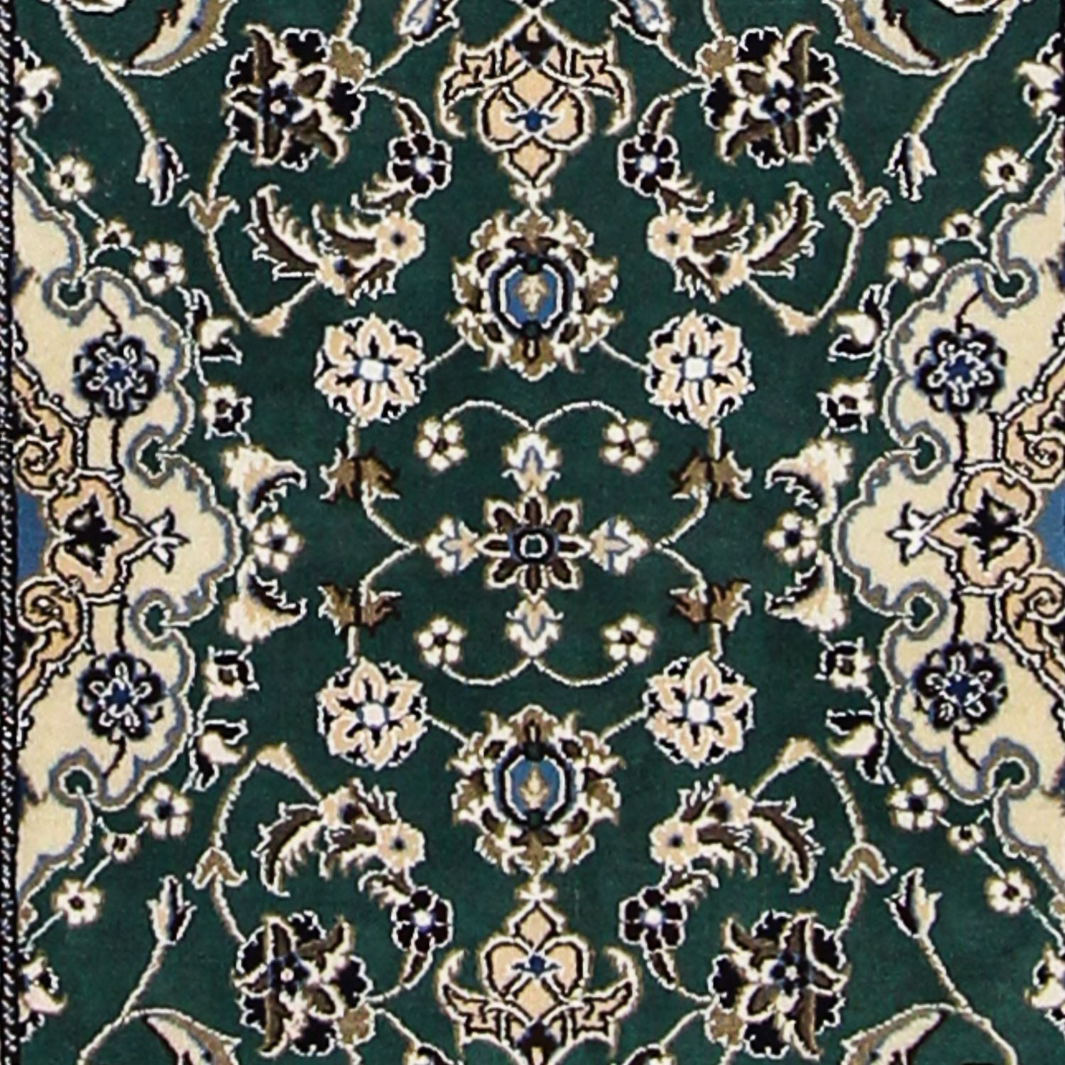 Alfombra de pasillo Alfombra Persa - Nain - Real - 200 x 60 cm - verde oscuro