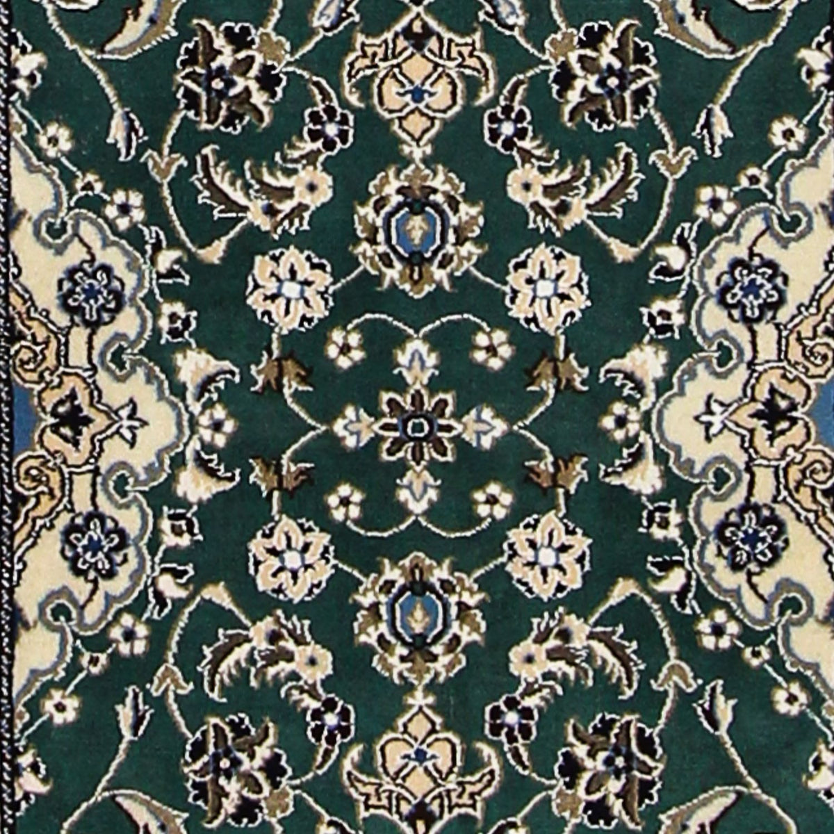 Alfombra de pasillo Alfombra Persa - Nain - Real - 200 x 60 cm - verde oscuro