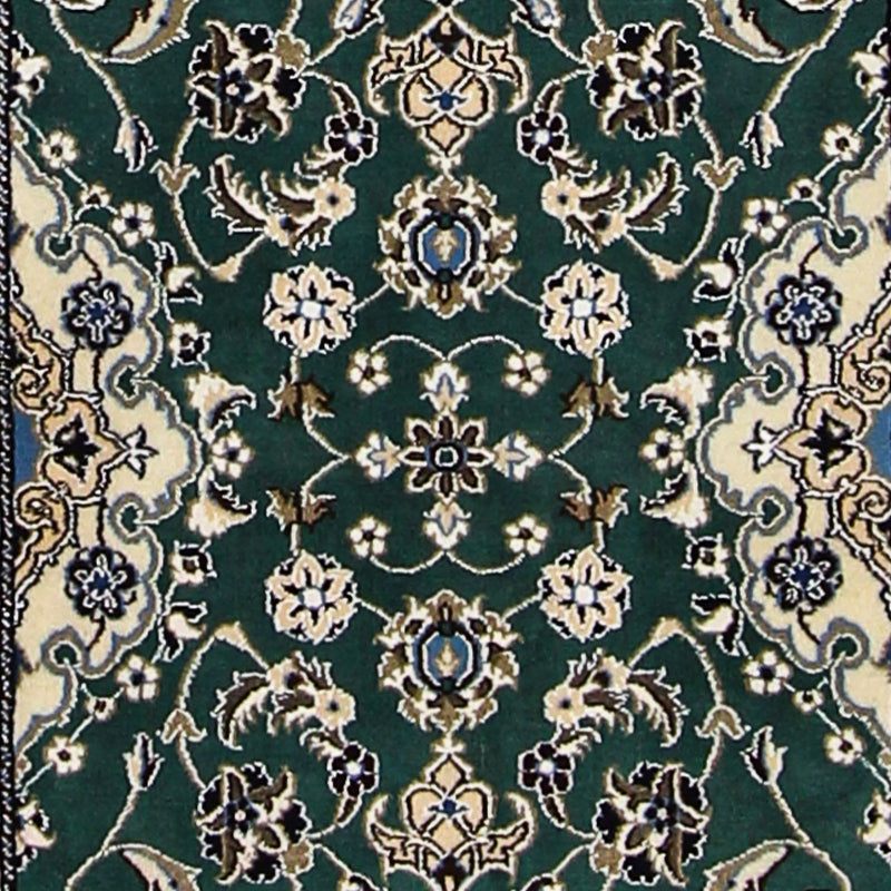 Alfombra de pasillo Alfombra Persa - Nain - Real - 200 x 60 cm - verde oscuro
