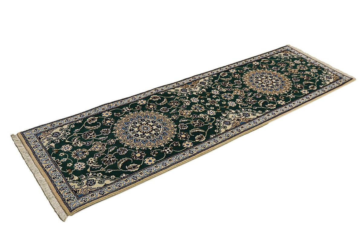 Alfombra de pasillo Alfombra Persa - Nain - Real - 200 x 60 cm - verde oscuro