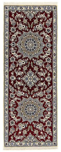 Alfombra de pasillo Alfombra Persa - Nain - Real - 203 x 81 cm - rojo oscuro