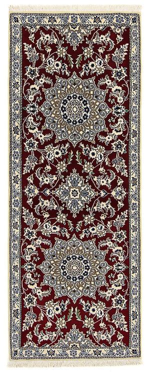 Alfombra de pasillo Alfombra Persa - Nain - Real - 203 x 81 cm - rojo oscuro