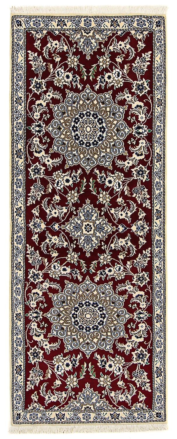 Alfombra de pasillo Alfombra Persa - Nain - Real - 203 x 81 cm - rojo oscuro