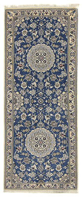 Alfombra de pasillo Alfombra Persa - Nain - Real - 198 x 83 cm - azul