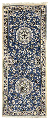 Alfombra de pasillo Alfombra Persa - Nain - Real - 198 x 83 cm - azul