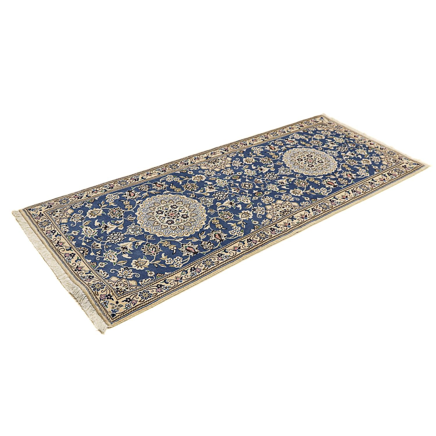 Alfombra de pasillo Alfombra Persa - Nain - Real - 198 x 83 cm - azul