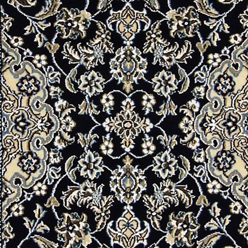 Alfombra de pasillo Alfombra Persa - Nain - Real - 196 x 61 cm - azul oscuro