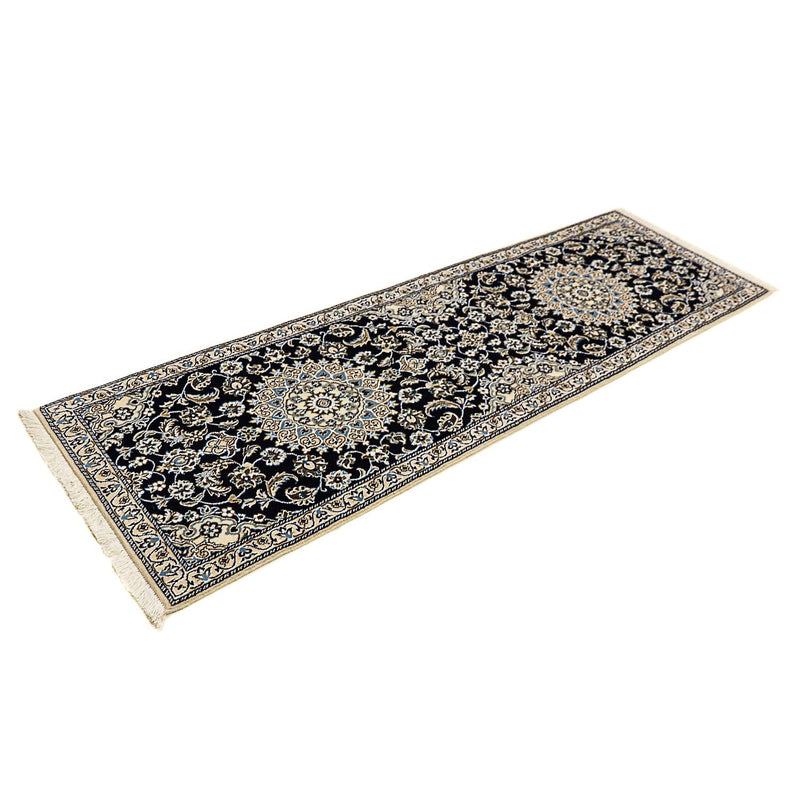 Alfombra de pasillo Alfombra Persa - Nain - Real - 196 x 61 cm - azul oscuro