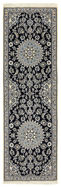 Alfombra de pasillo Alfombra Persa - Nain - Real - 200 x 62 cm - azul oscuro