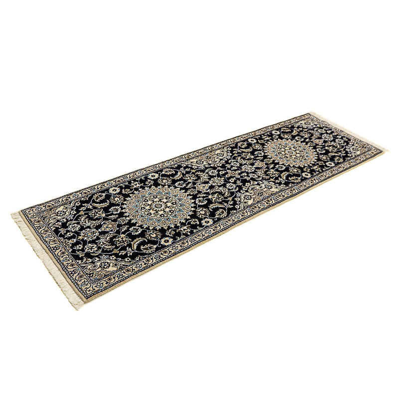 Alfombra de pasillo Alfombra Persa - Nain - Real - 200 x 62 cm - azul oscuro