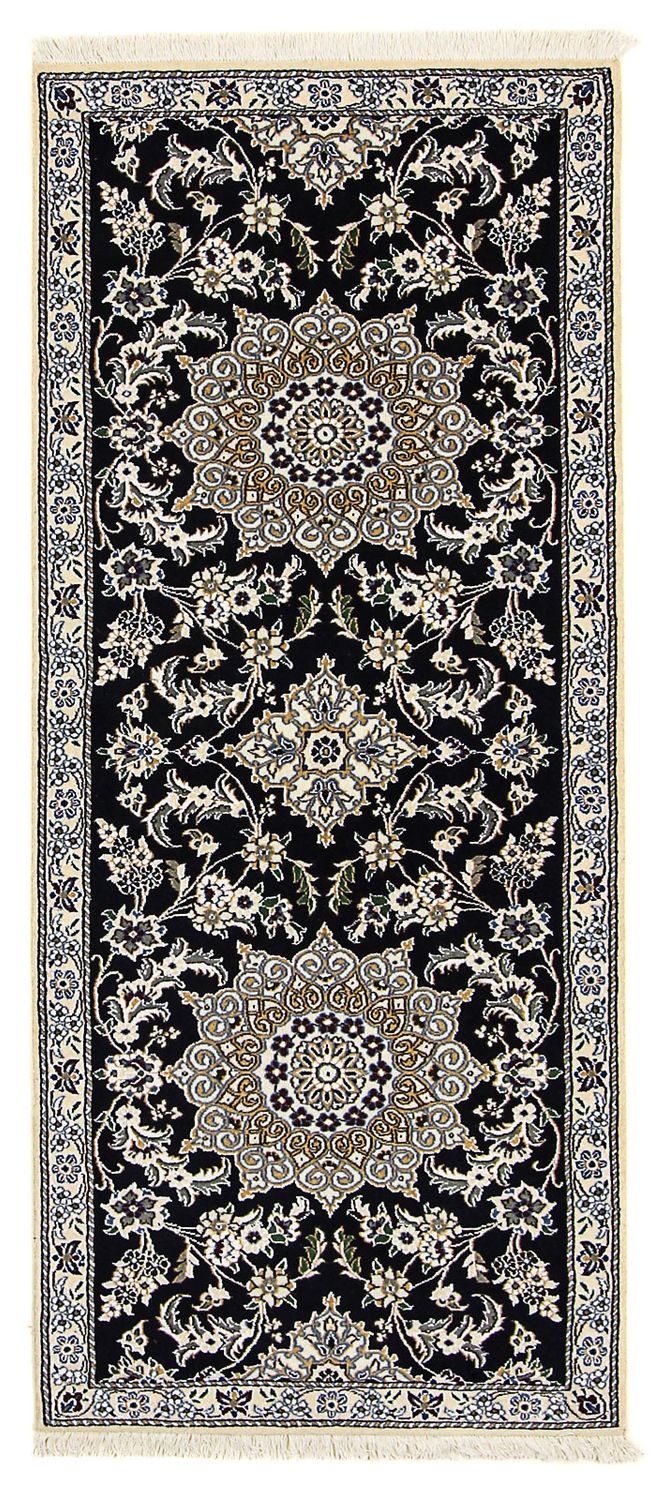 Alfombra de pasillo Alfombra Persa - Nain - Real - 195 x 84 cm - azul oscuro