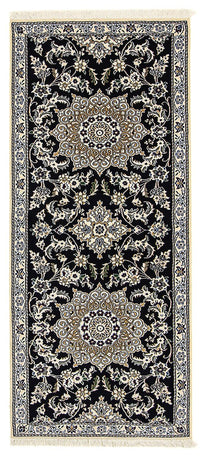 Alfombra de pasillo Alfombra Persa - Nain - Real - 195 x 84 cm - azul oscuro