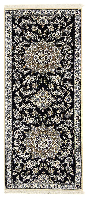 Alfombra de pasillo Alfombra Persa - Nain - Real - 195 x 84 cm - azul oscuro