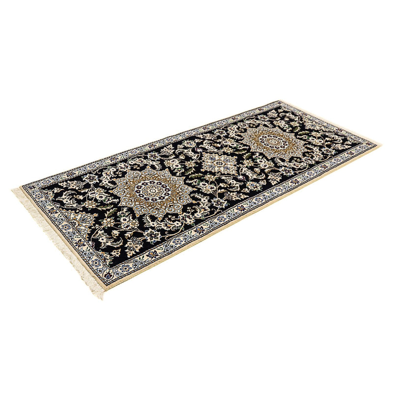 Alfombra de pasillo Alfombra Persa - Nain - Real - 195 x 84 cm - azul oscuro