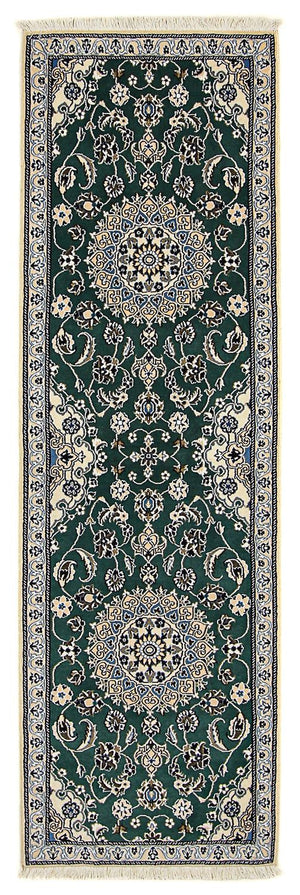 Alfombra de pasillo Alfombra Persa - Nain - Real - 200 x 60 cm - verde oscuro