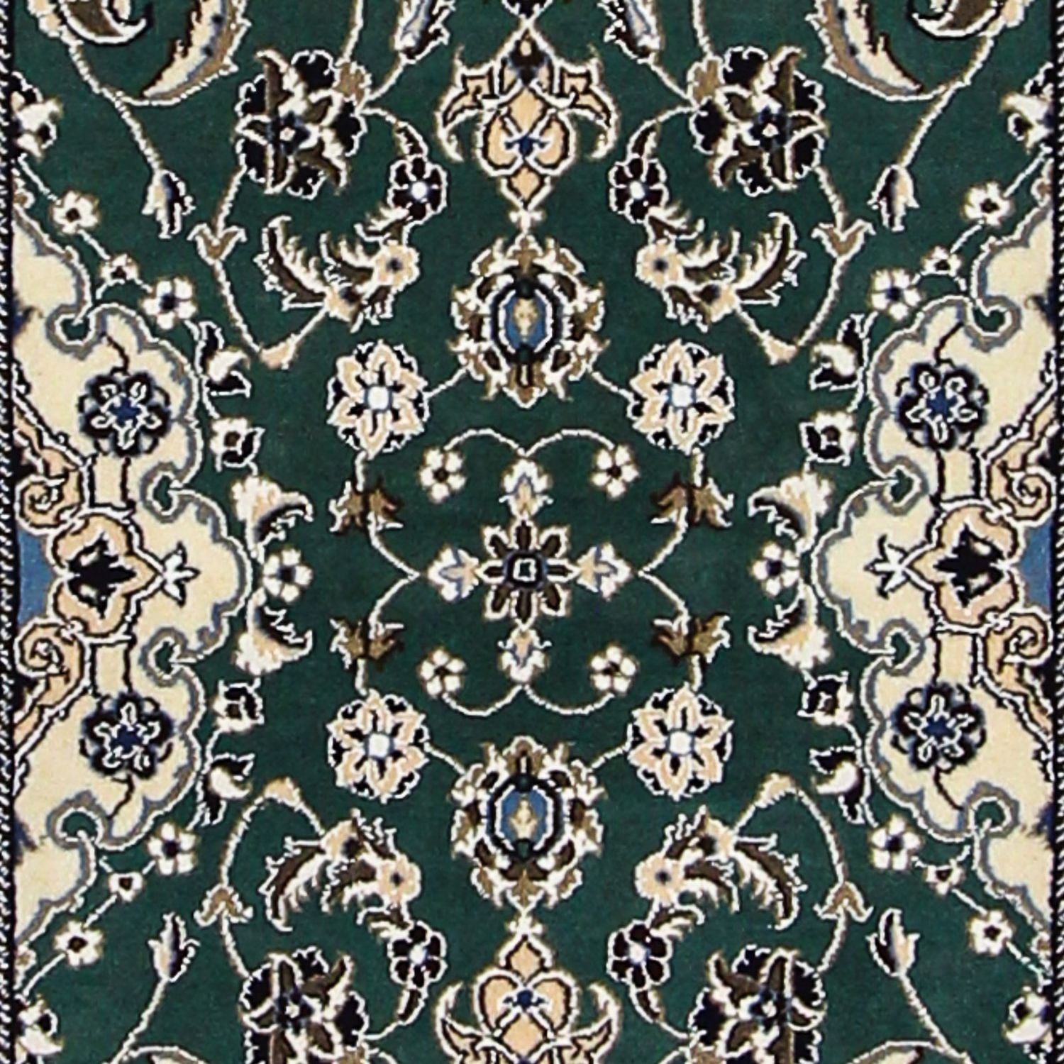 Alfombra de pasillo Alfombra Persa - Nain - Real - 200 x 60 cm - verde oscuro