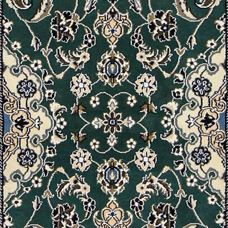Alfombra de pasillo Alfombra Persa - Nain - Real - 200 x 60 cm - verde oscuro